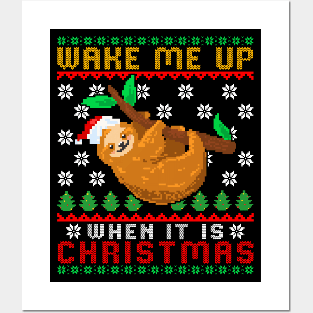 Sleepy Sloth Ugly Christmas Wall Art by AngelFlame